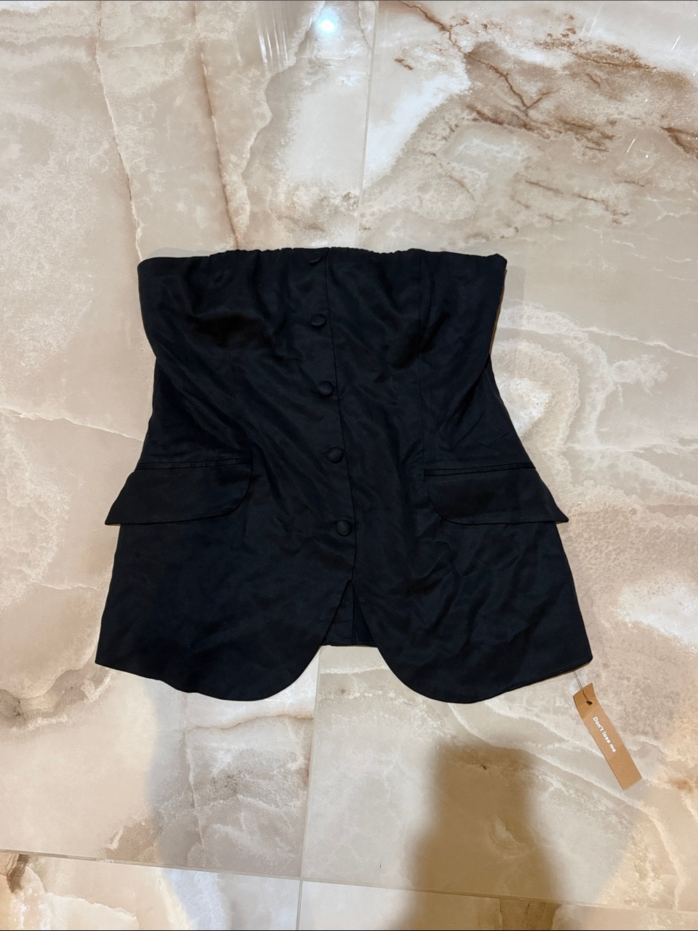 Reformation Black Strapless Button-Front Mini Skirt Corset